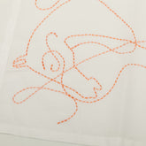 エルメス Coup de Fouet 馬 刺繍 モチーフ ハンカチ ホワイト オレンジ コットン レディース HERMES 【中古】